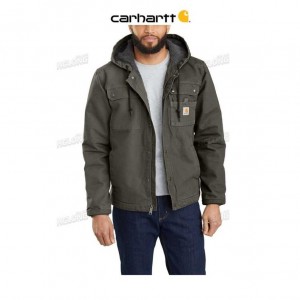 Carhartt Relaxed Fit Washed Duck Sherpa-Lined Utility Jacket Moss | CA0000135